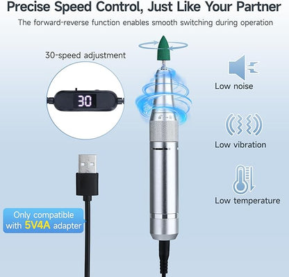Portable Electric Mini Polisher with 30-Speed Adjustment & Forward/Reverse Switching, 11 Pro Accessories for Easy Polishing Tasks