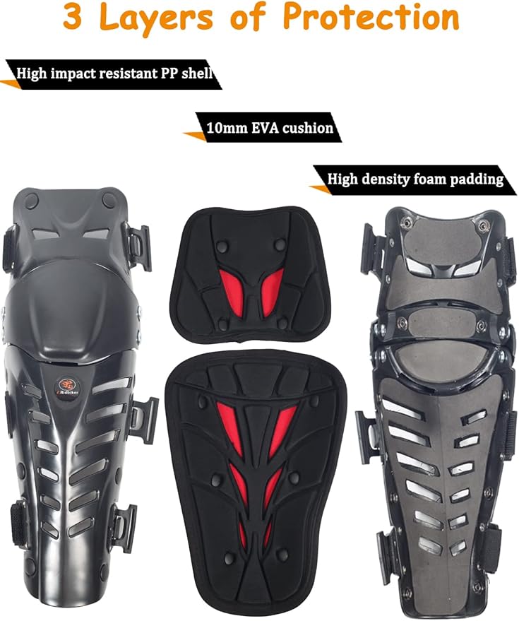 Motorcycle Knee Shin Guards, Long Leg Protection Crash Proof Motorcycle Knee Protection Bendable Adjustable MTB Knee Pads for Men Motocross Gear