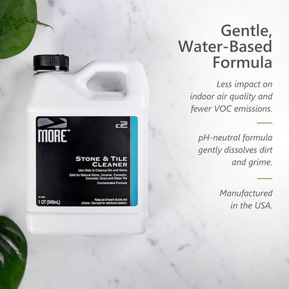 MORE - Stone & Tile Cleaner - Grout & Floor Cleaner for Natural Stone, Marble, Concrete, Ceramic, & Porcelain - Water-Based Grout Cleaner for Tile Floors - Concentrated Formula - pH Neutral - 32oz