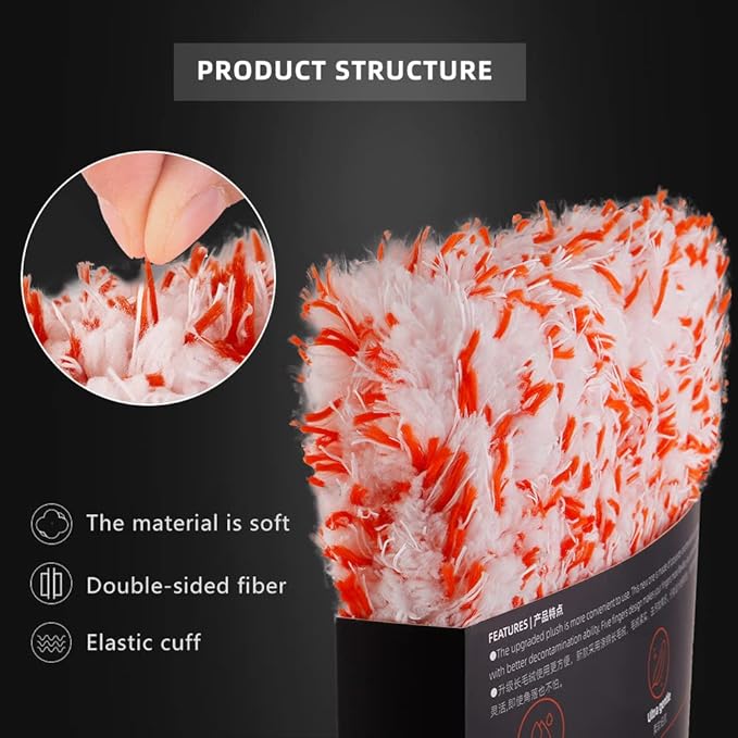 SPTA Microfiber Car Wash Mitt, 3Pcs Car Sponge Glove Wrapped in Soft, Plush Fiber Cloth Material, Safe Washing with Any Car Soap, Bucket, Foam Gun, Foam Cannon, Other Cleaning Supplies