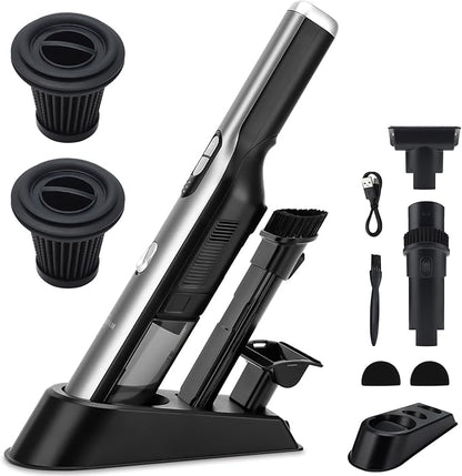 Handheld Vacuum Cordless Car Vacuum Cleaner with 18KPa Powerful Suction, Portable Chargeable Handy Vac with LED Front Light & Storage Dock, Dust Buster for Office Home, Pet Brush for Pet Hair, Gray