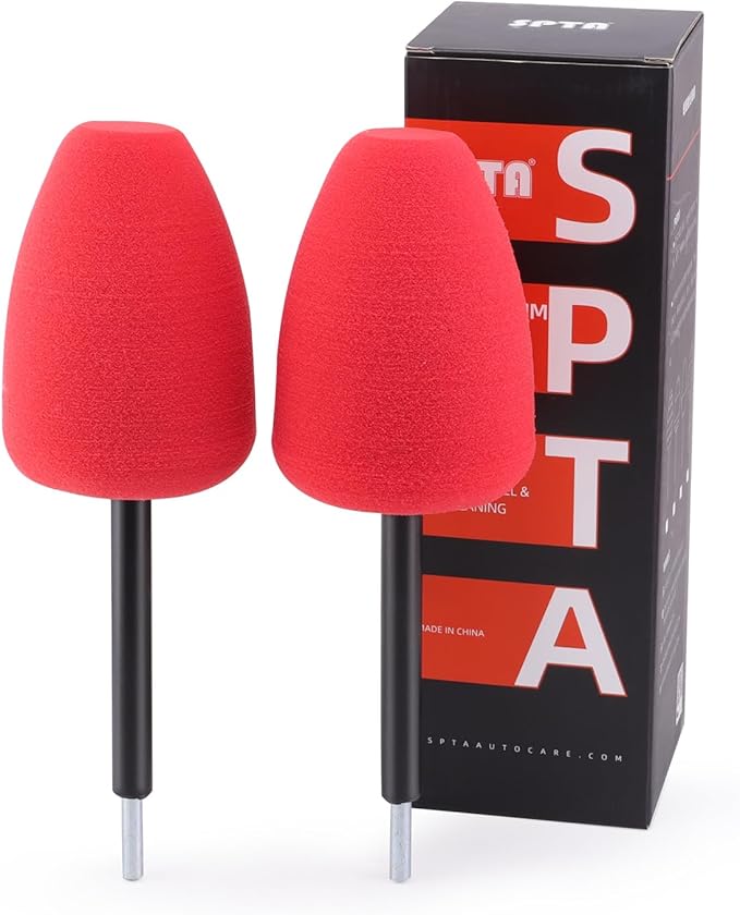 SPTA Metal Polishing Tool, Auto Cylindrical Metal Polish Buffing Polishing Ball, Drill Buffing Sponge Pads Buffing Wheel for Drill Foam, Sponge Buffing for Automotive Car Wheel Hub Care