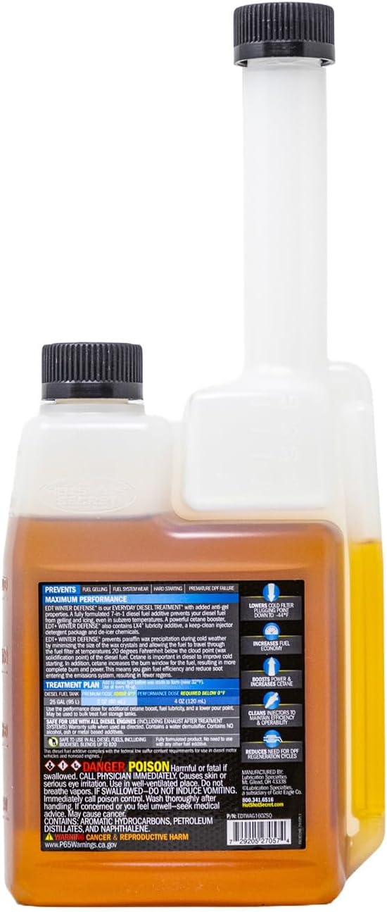 Hot Shot's Secret EDT+ Winter Defense, 7-in-1 Anti-Gel Diesel Fuel Additive, Prevents Gelling, Protects Diesel Fuel System, Diesel Additive Improves Cold Start, Boosts Cetane, 16oz, Packaging May Vary