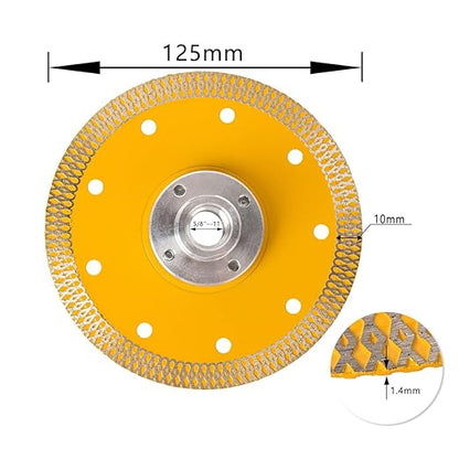 5" Diamond Blade Porcelain Tile Saw Blade with 5/8"-11 Flange for Granite Marble Tile Cutting