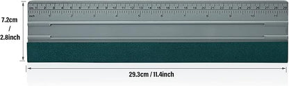 FOSHIO 12 Inch Felt Squeegee for Vinyl wtih Ruler 30CM 4 Round Corners Universal Card, Window Tint Film Installing Hard Silver PP Car Vinyl Wrap Scraper Tool