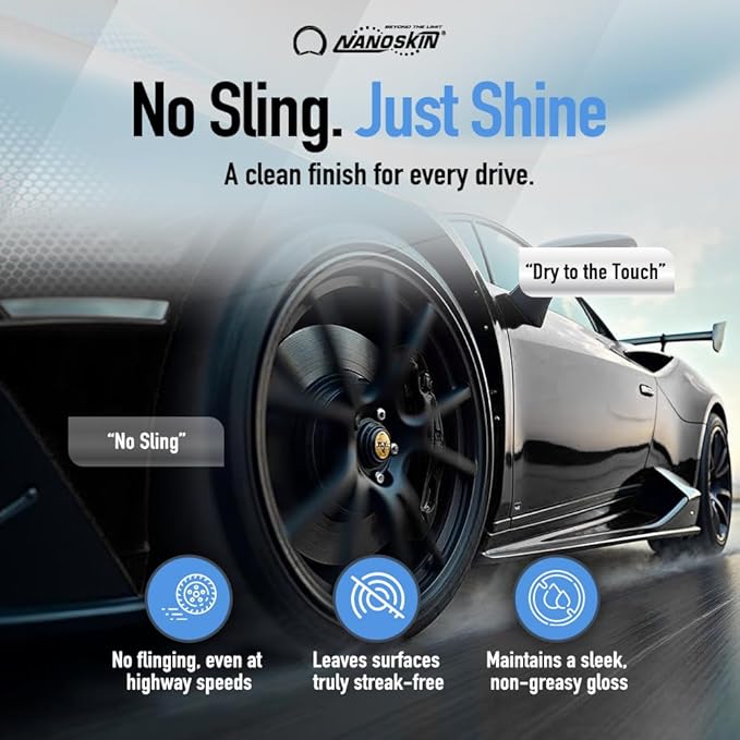 Nanoskin BLUE DRESS Premium Dressing - Sprayable Interior & Exterior Dressing| Works on Tire, Vinyl, Rubber, Plastic & Trim | Safe for Cars, Trucks, Motorcycles, RVs, Light Blue, 128 Fl Oz (Pack of 1)