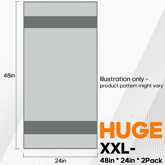 PBHEPJ 2-Pack XXL (48"x 24") Microfiber Car Drying Towel, Double-Sided Car Cleaning Towel with Twisting Yarn Technique, 1200GSM Super Absorbent, Scratch-Free, Machine Washable