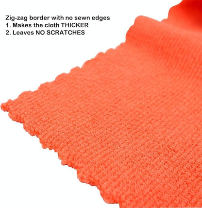 Arkwright SmartEdge Microfiber Cleaning Cloths - (Pack of 12) Thick Edge Less Dish Drying Towel for Car, Polishing, Washing, and Auto Detailing, 16 x 16 in, Orange