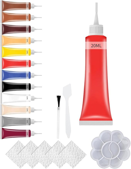 2025 New Advanced Leather Repair Gel, Upgrade Leather Repair Kit for Car Seat Vinyl Repair Kit, Professional Leather Repair Coloured Cream Gel, Multifunctional Couch and Jacket Repair Kit (Red)