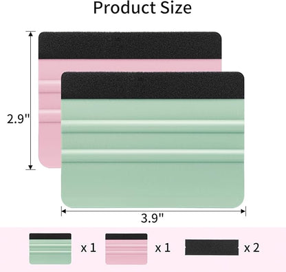 Squeegee for Vinyl, 2 Pcs Vinyl Squeegee with Extra 2 Felt Replacements, 4 Inch Vinyl Wrap Tools for Car Wrap, Craft Sign Making, DIY Crafting, Window, TintTeal and Pink