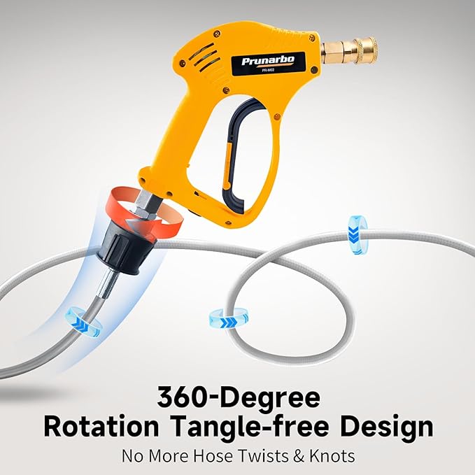 Snow Foam Cannon for Pressure Washer, Heavy Duty Brass Car Wash Swivel Gun 5650 PSI Soap Lance Blaster for Car Washing with 1/4” Quick Connector 5PCS Nozzle Tips kit Vehicle Cleaning Tool