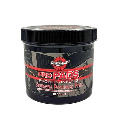 Renegade Pro Pads – Pre-Saturated Red Metal Polishing Pads for Aluminum & Stainless Steel – 10-Pack for Hand Application, Infused with Pro Red Polish