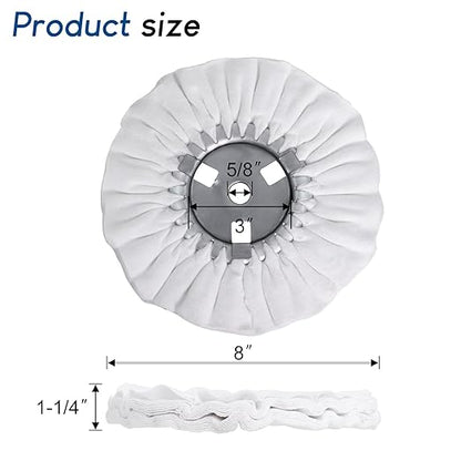 Ketofa 8" Soft Airway Buffing Wheel, 5/8" Cutter Holes for Body Hub Aluminum Polishing, Angle Grinder Fine Polishing Wheel (2 pcs)