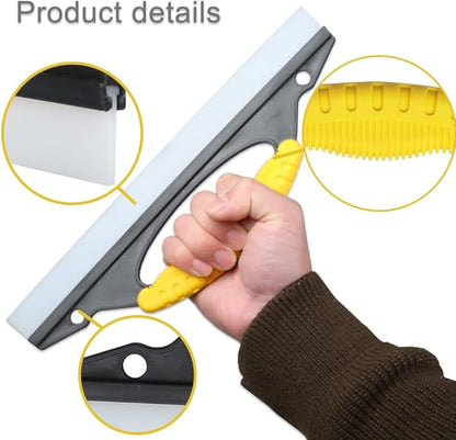 Antislip Water Blade for Car Drying - 12inches Water Wiper Silicone Squeegee Natural Rubber Car Dryer for Window, Glass, Vehicle, Yellow.