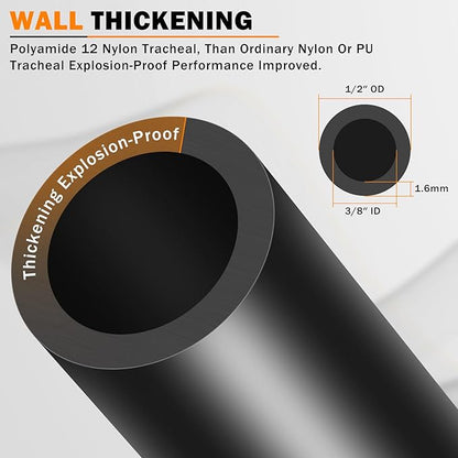 CheeMuii 100 FT 1/2 Pneumatic Tubing 1/2" PA12 Nylon DOT Air Line SAE J844 DOT Air Hose 30.5 Meter 1/2 Inch OD Pneumatic Air Tubing Pipe Hose Line