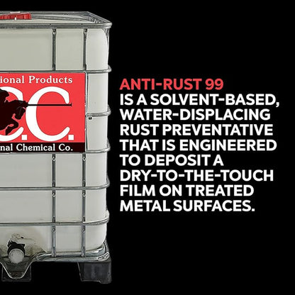 International Chemical Company Anti-Rust 99 High-Performance Evaporative Solvent Rust and Corrosion Preventative; MIL C 16173 D Grade 3; 275 Gallons