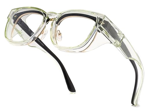 Alsenor Safety Glasses Anti Fog Goggles Fit Over Prescription Eyewear For ANSI Z87.1 Certified Oversized Eyeglasses For Men Women (Oversized-Jade)