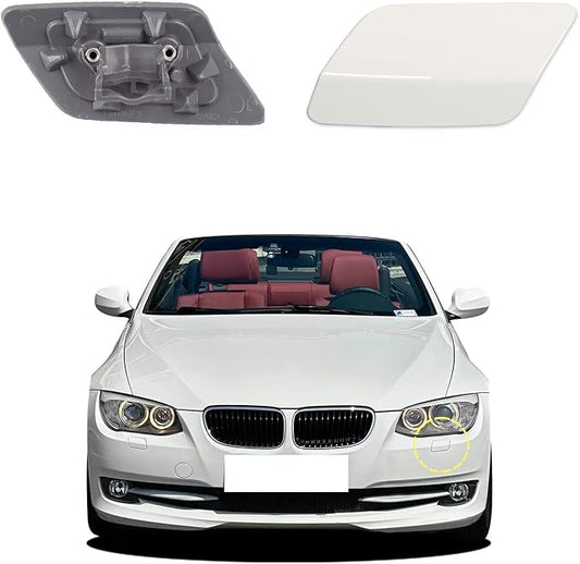 Car Front Bumper Headlight Washer Cover Compatible with BMW 328i 3351 335lS Coupe Convertible 2011-2013 Headlight Washer Nozzles Cover 61677253393 61677253394 Water Spray Cover White