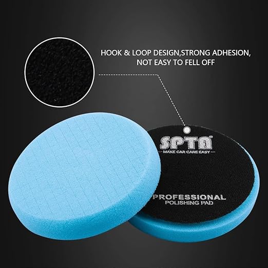 Blue T60 Moderate-Cut Foam Polishing Pads, SPTA 3Pcs 6.5 Inch Face for 6 Inch 150mm Backing Plate Compound Buffing Sponge Pads for Car Buffer Polisher Compounding, Polishing and Waxing -FPTSS6B-3
