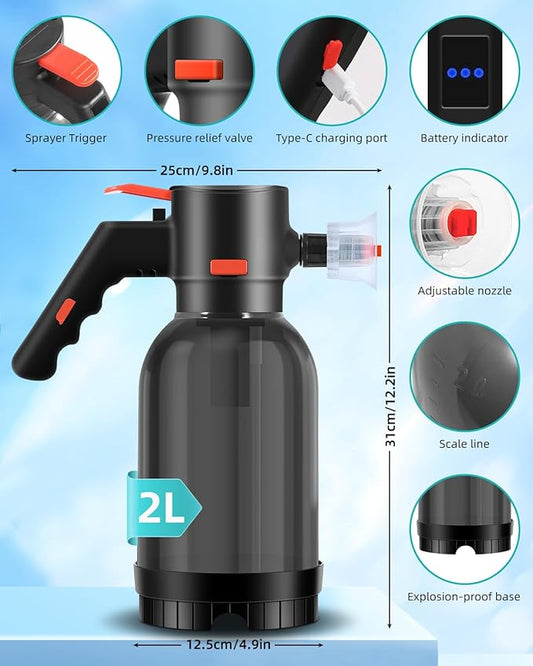 Uten Cordless Electric Foam Sprayer - 2L Foam Pump Sprayer, Car Washing Applicator, Tangle-Free for Cars, Daily Cleaning, Pets