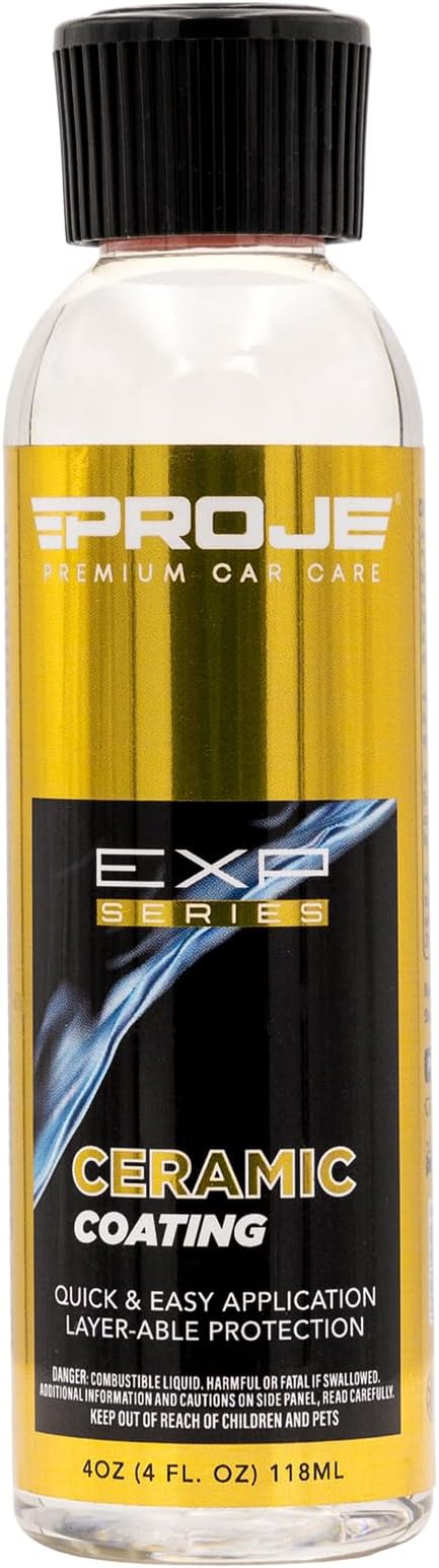 Proje Premium Car Care 12+ Month Ceramic Coating - Easy to Apply - Professional-Grade Ceramic Sealant - Safe on All Surfaces - Hydrophobic SiO2 Top Coat for Cars, Trucks, RVs, and More - 4 oz
