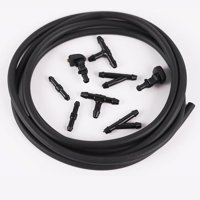 Windshield Washer Nozzles Kit Compatible with Ford F150 2004-2013 Front Windshield Spray Nozzles Wiper Spray Washer Jet and Hose repair kit with Connector Replaces # 3W7Z17603AA