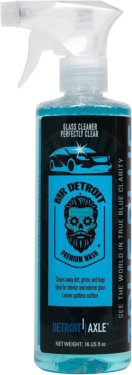 Mr. Detroit - 7pc Car Wash Kit Foam Blaster Bucket w/Filter Chenille Car Wash Glove Glass Towel, 64oz Car Soap, 16oz Glass Cleaner, Perfect Auto Detailing Gift for Car Lovers & DIYers