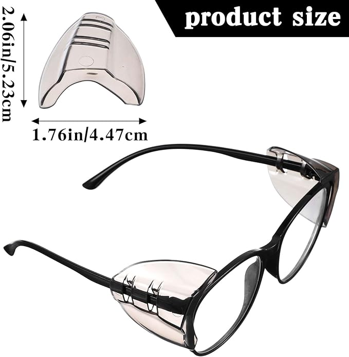 Gjinxi 2 Pairs Side Shields for Glasses, Flexible Safety Black Protective Eyewear Covers, Glasses Side Shields for Eyeglasses