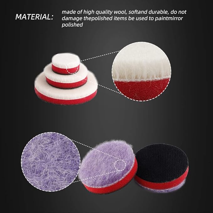 SPTA 29pcs Drill Buffing Pad Detail Polishing Pad Mix Size Kit with 5/8-11 Thread Backing pad & Adapters for Car Sanding, Polishing, Waxing (32Pcs Mini Detail Polishing Sets)