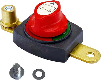 Ampper Side Post Battery Disconnect Switch 12V - 48V, Marine Battery Switch Disconnect Power Cut Shut Off with Adapter for Car, RV and Boat (On/Off)