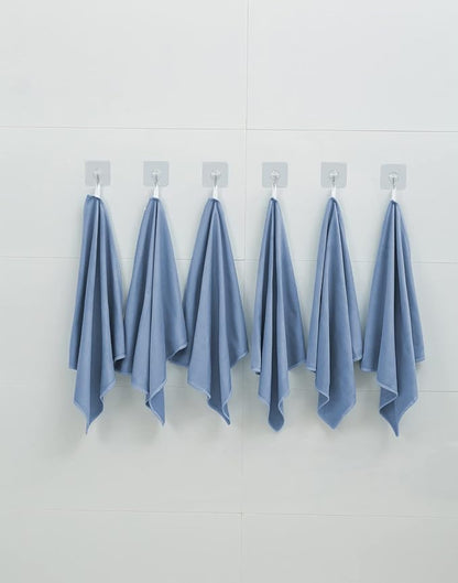 6 Pack Microfiber Glass Cleaning Cloth, 16 Inch X 16 Inch, Lint Free Quickly Clean Window, Glasses, Windshields, Mirrors, and Stainless Steel, Dark Blue