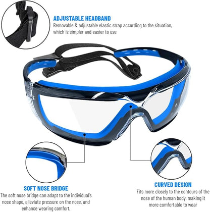 TAIGAOASIS 2 PCS Safety Glasses for Men & Women, ANSI and CE Certified, Adjustable, Anti-Fog Clear Lenses,