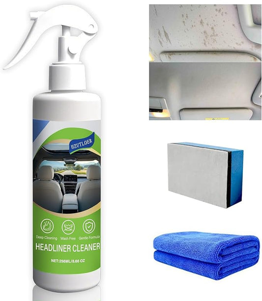 Hzutloer 8.66 OZ (256 ml) Car Ceiling Cleaner,Headliner Cleaner,Multifunctional Car Interior Roof Fabric Cleaner Spray,Multi Purpose Deep Clean for Leather,Fabric,Plastic of Auto and Home