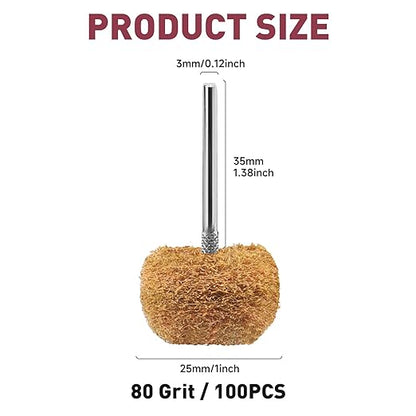 100 PCS Abrasive Buffing Wheels,1 Inch Buffing Polishing Wheel Set for Rotary Tool Accessorie 1/8'' (3mm) Shank, Yellow 80 Grits for Metal,Wood, Rust Removal
