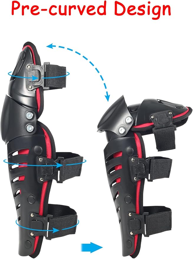 Motorcycle Knee Shin Guards, Long Leg Protection Crash Proof Motorcycle Knee Protection Bendable Adjustable MTB Knee Pads for Men Motocross Gear