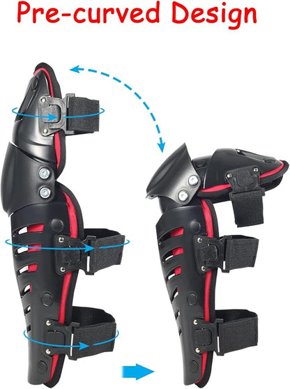 Motorcycle Knee Shin Guards, Long Leg Protection Crash Proof Motorcycle Knee Protection Bendable Adjustable MTB Knee Pads for Men Motocross Gear