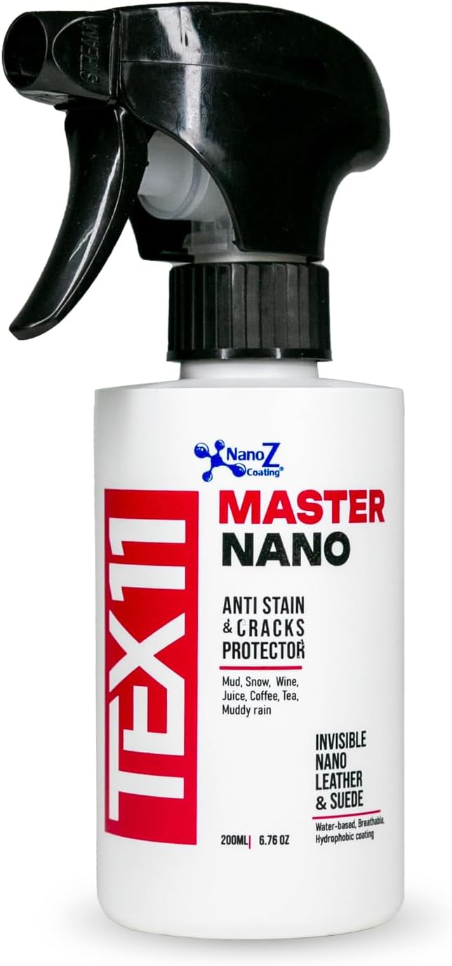 Nano Leather and Suede Hydrophobic Spray, Water and Stain Repellent, Waterproofing for Boots, Car Seats, Furniture, Jackets, Shoes, Bags and More (6.76 fl.oz)