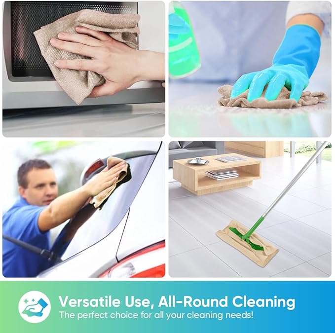 HOMEXCEL Brown Microfiber Cleaning Cloths 100 Pack, Highly Absorbent, Lint & Scratch-Free Cleaning Rags for House Kitchen, Microfiber Towels for Car 11.5 x 11.5 inch Brown