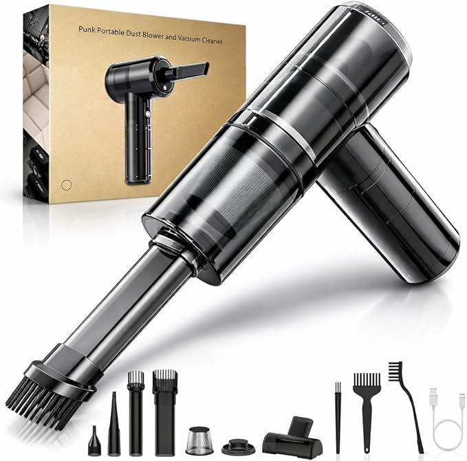Handheld Vacuum Cordless with High Power Suction, Car Vacuum Portable Cordless, 3-Speed Control Mini Car Vacuum Cleaner for Car, Home & Office, USB-C Rechargeable, Transparent Black – D120