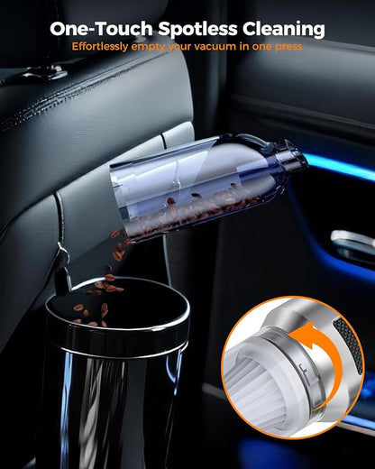 VNOST Car Vacuum,3 Suction Modes,Portable Mini Cordless Cleaner with 24000pa Suction Power,Type-C Charge,Handheld Vacuum for Home,Car,Birthday Gifts for Men Dad Husband (Starlight Bright Silver)