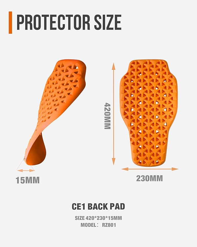 BORLENI CE Level 1 Back Armor Protection Pad Motorcycle Back Protector Sports Body Armor Motorcycle Jacket Replacement for Women and Men
