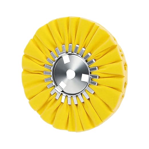 QZATTCAEN 8" Yellow Airway Buffing Wheel,5/8'' Arbor Hole,12 Plys/Hard Polishing for Angle Grinder,1PCS