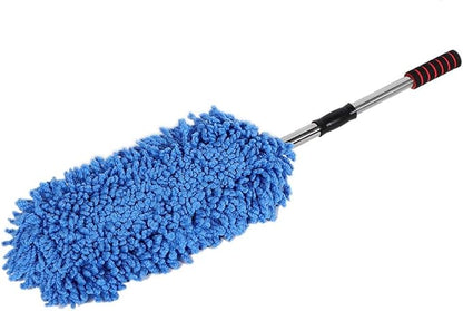 Retractable Handle Car Cleaning Brush Window Duster, Stainless Steel Portable Dusting Tool, Blue