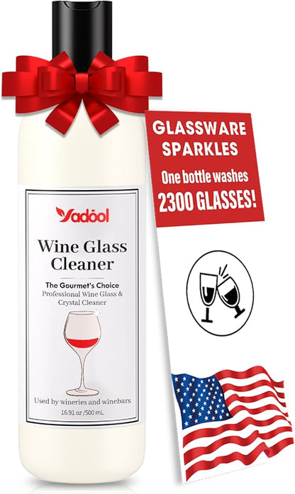 Wine Glass Cleaner and Crystal Cleaning Liquid, Effectively Removers Odors, Grease, Lipstick, Dirt, Residuum, and Fingerprints on Wine Glasses, Leaving Them Crystal Clear and Sparkling - 16.91 Oz