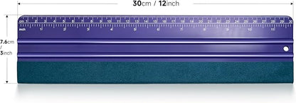 FOSHO Purple Felt Squeegee Vinyl Wrap Tool, Built-in Ruler 12"x3" Scratch-Free Vinyl Scraper for Sticker, Decal, Craft and Wallpaper Application Window Tint Tool
