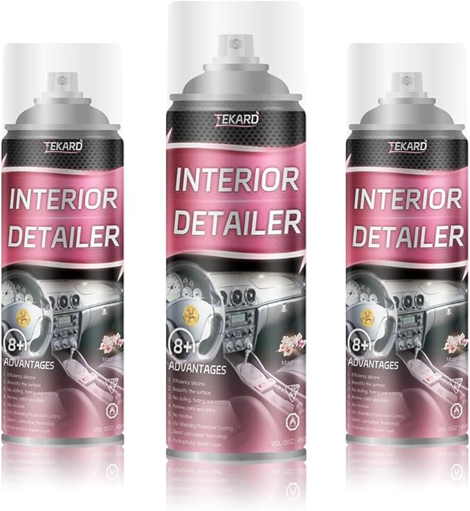 TEKARD Car Interior Cleaner, Leather Cleaner, 15 oz. Large-Capacity Interior Detailer in Iron Can, Wheel Cleaner, Suitable for Cleaning Rubber, Plastic, and Leather Surfaces Inside Vehicles (3 Bottle)