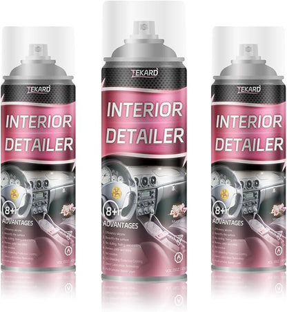 TEKARD Car Interior Cleaner, Leather Cleaner, 15 oz. Large-Capacity Interior Detailer in Iron Can, Wheel Cleaner, Suitable for Cleaning Rubber, Plastic, and Leather Surfaces Inside Vehicles (3 Bottle)