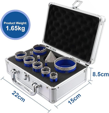 SHDIATOOL Diamond Drill Core Bits Set for Porcelain,Triangle Shank Hole Saw Cutter for Tile Marble Ceramic Granite 11pieces(6/8/10/20/25/28/32/35/45/65MM/2 inch)