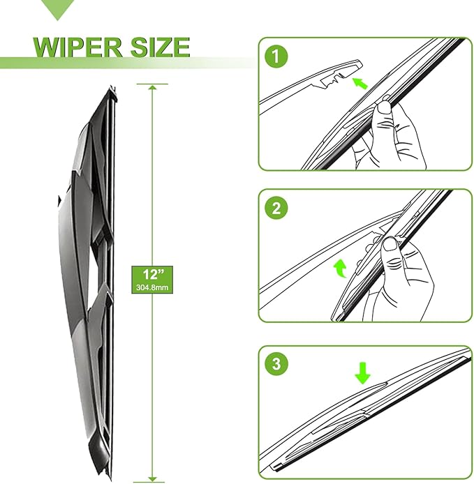 PARRATI® Windshield Wipers for Ford Fiesta 2009-2019,26"+15" Front and 12" Rear,OEM Replacement Wiper Blades,Quiet & Streak-Free(Set of 3)