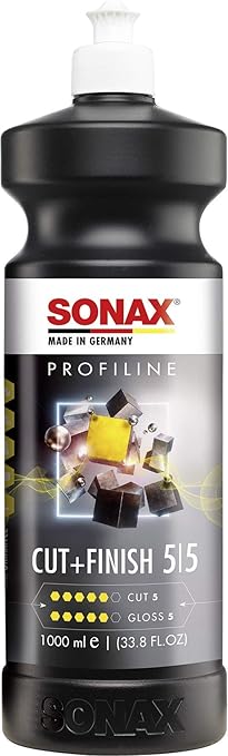 SONAX Cut & Finish 225300 | High Performing Polish/Compound | Rated 5 Cut & 5 Gloss | Removes Paint Defects, P1500 Sanding Marks & Water Spots | Long Work Time & Easy Wipe-Off | Silicone-Free | 1000ml